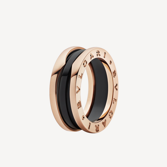 [Mystic Crown]ZERO 1 TWO-BAND LOOPS AND BLACK CERAMIC PINK GOLD RING