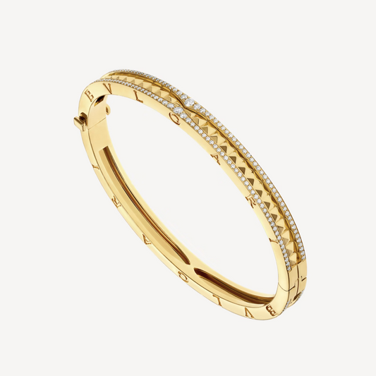 [Mystic Crown]ZERO 1 SPIRAL AND PAVED DIAMOND GOLD BRACELET