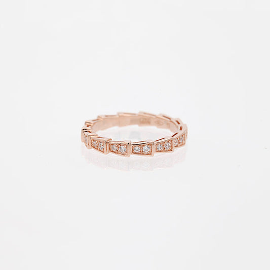 [Mystic Crown]SERPENTI RING PINK GOLD DIAMOND PAVED 3MM