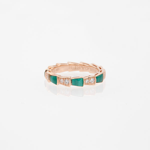 [Mystic Crown]SERPENTI RING PINK GOLD MALACHITE DIAMOND 3MM