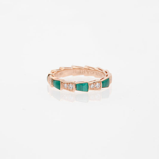 [Mystic Crown]SERPENTI RING PINK GOLD MALACHITE DIAMOND 3MM
