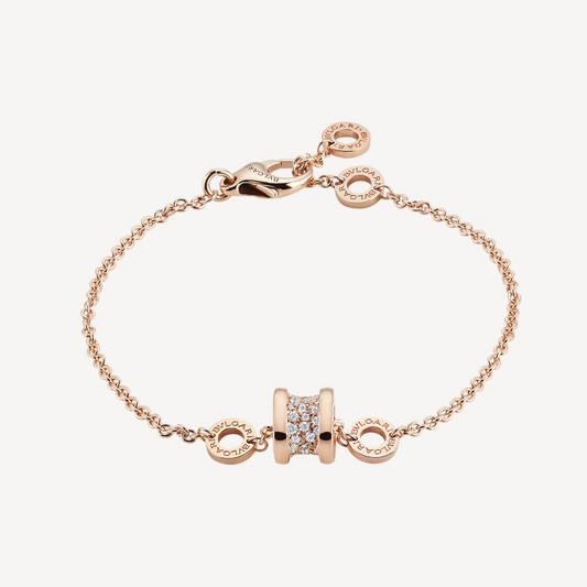 [Mystic Crown]ZERO 1 SOFT PINK GOLD WITH PAVED DIAMONDS ON THE SPIRAL BRACELET