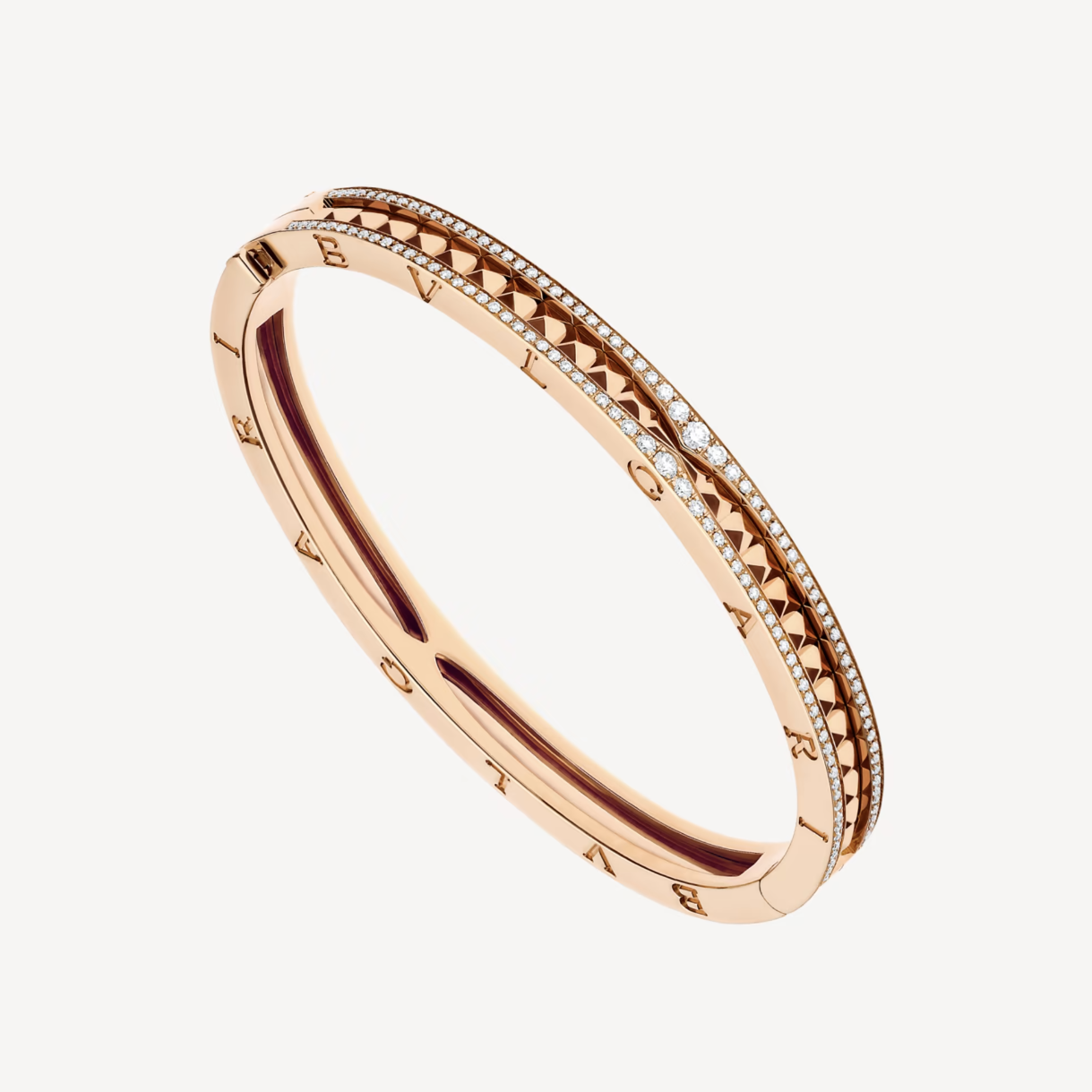 [Mystic Crown]ZERO 1 SPIRAL AND PAVED DIAMOND PINK GOLD BRACELET