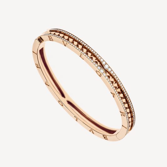 [Mystic Crown]ZERO 1 SPIRAL AND PAVED DIAMOND PINK GOLD BRACELET