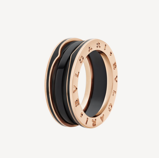 [Mystic Crown]ZERO 1 TWO-BAND WITH MATTE BLACK CERAMIC PINK GOLD RING