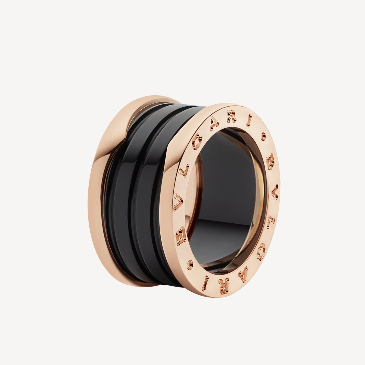 [Mystic Crown]ZERO 1 FOUR-BAND LOOPS AND BLACK CERAMIC SPIRAL PINK GOLD RING