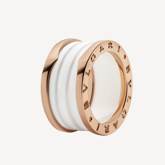 [Mystic Crown]ZERO 1 FOUR-BAND LOOPS AND WHITE CERAMIC SPIRAL PINK GOLD RING