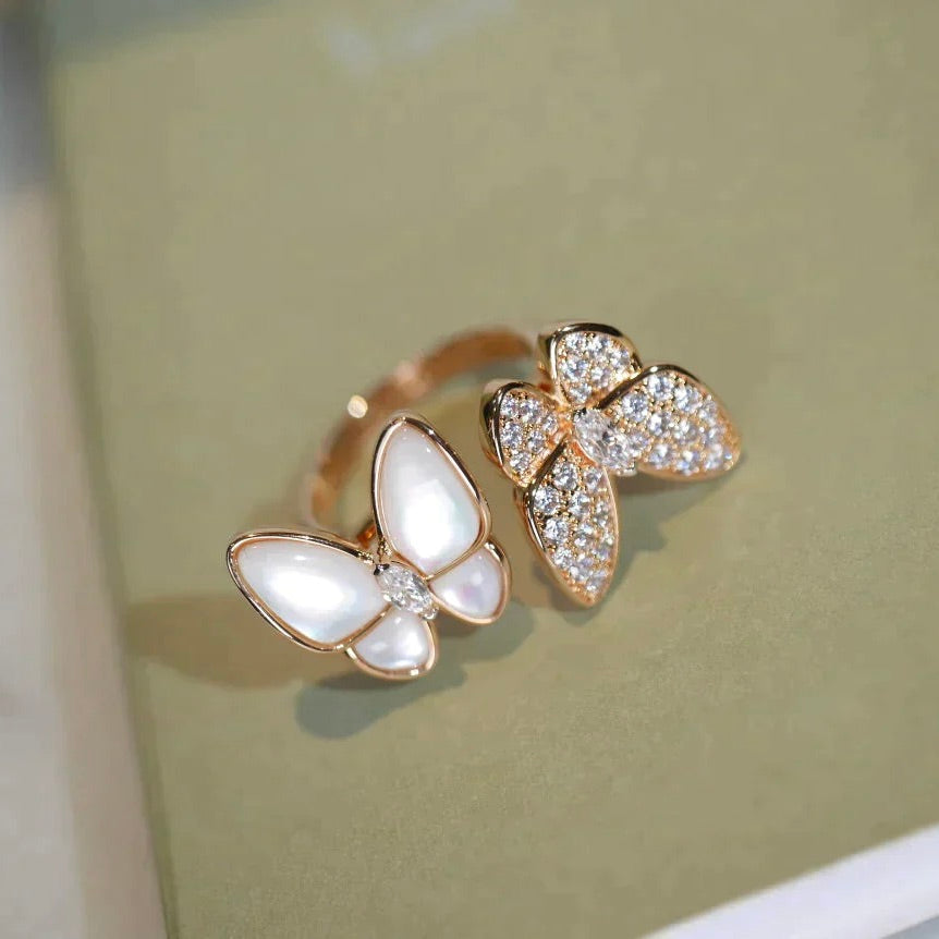 [Mystic Crown]TWIN BUTTERFLY DIAMOND MOP RING