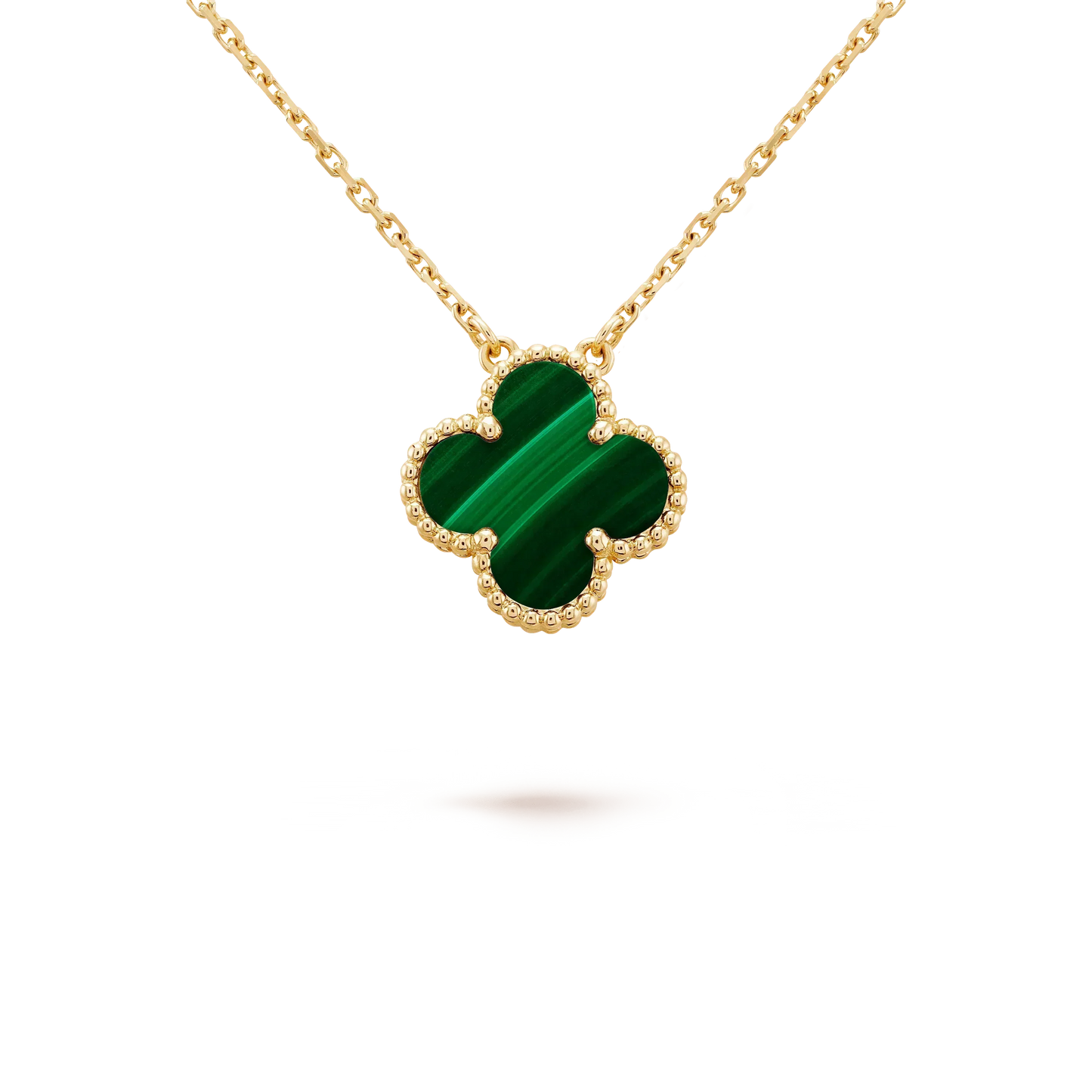 [Mystic Crown]CLOVER 15MM MALACHITE SINGLE FLOWER  NECKLACE