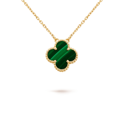 [Mystic Crown]CLOVER 15MM MALACHITE SINGLE FLOWER  NECKLACE