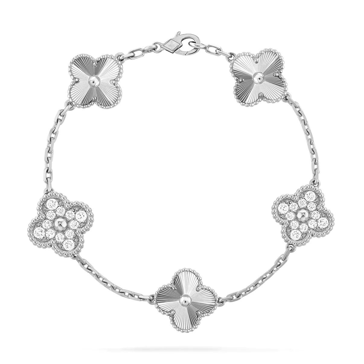 [Mystic Crown]CLOVER 5 MOTIF SILVER DIAMOND BRACELET
