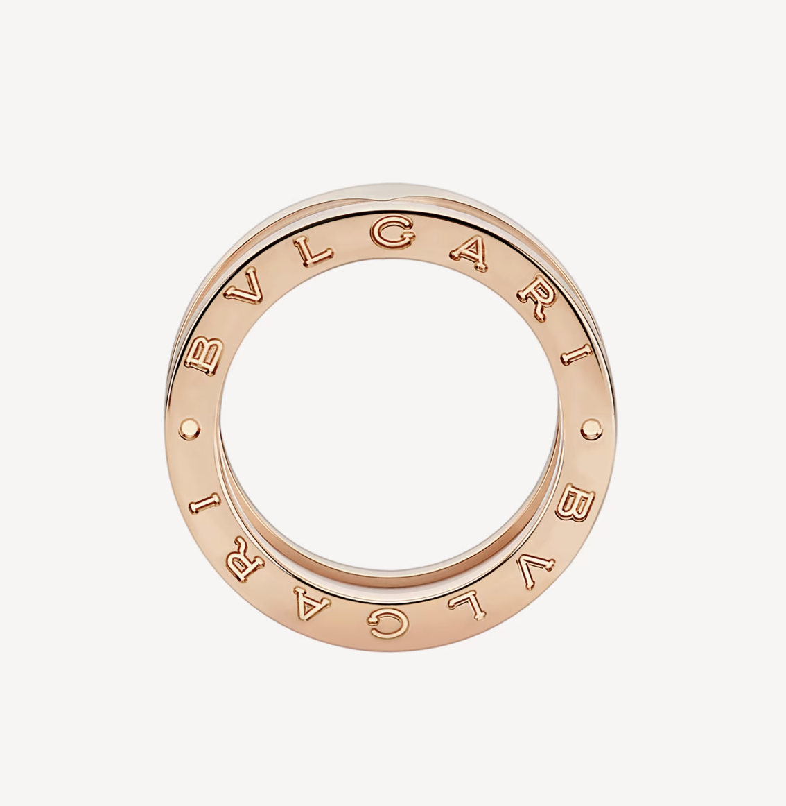 [Mystic Crown]ZERO 1 TWO-BAND LOOPS AND WHITE CERAMIC SPIRAL PINK GOLD RING