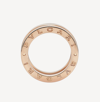 [Mystic Crown]ZERO 1 TWO-BAND LOOPS AND WHITE CERAMIC SPIRAL PINK GOLD RING