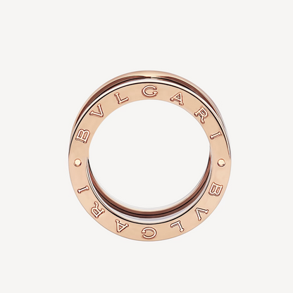 [Mystic Crown]ZERO 1 FOUR-BAND LOOPS AND BLACK CERAMIC SPIRAL PINK GOLD RING