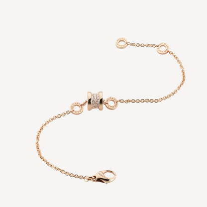 [Mystic Crown]ZERO 1 SOFT PINK GOLD WITH PAVED DIAMONDS ON THE SPIRAL BRACELET
