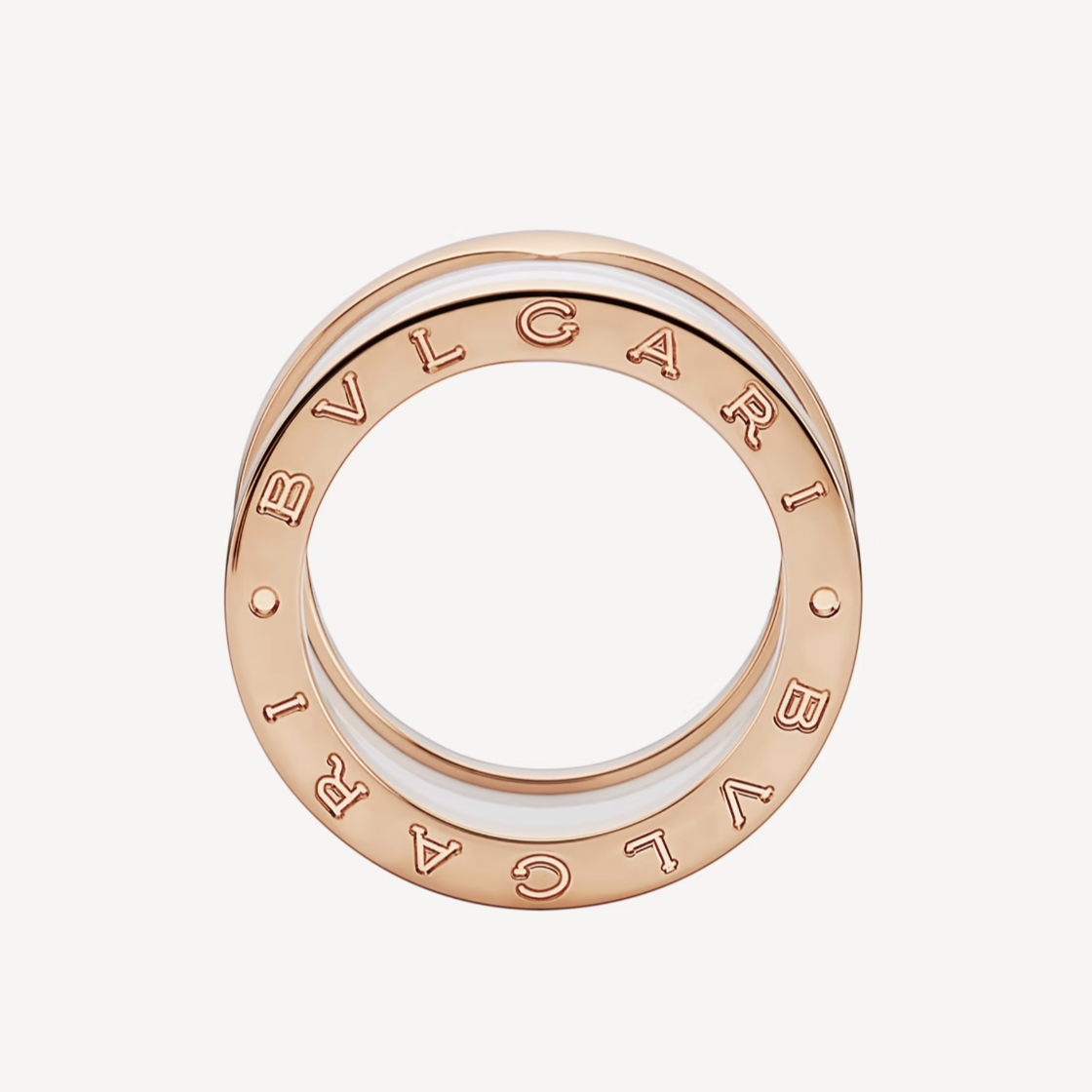 [Mystic Crown]ZERO 1 FOUR-BAND LOOPS AND WHITE CERAMIC SPIRAL PINK GOLD RING