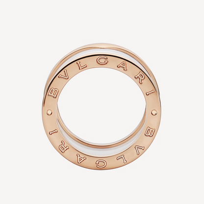 [Mystic Crown]ZERO 1 FOUR-BAND LOOPS AND WHITE CERAMIC SPIRAL PINK GOLD RING