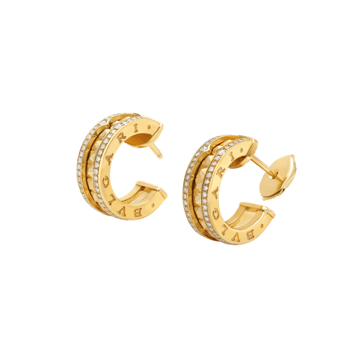 [Mystic Crown]ZERO 1 ROCK GOLD EARRINGS WITH STUDDED SPIRAL AND PAVED DIAMONDS