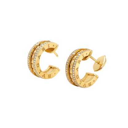 [Mystic Crown]ZERO 1 ROCK GOLD EARRINGS WITH STUDDED SPIRAL AND PAVED DIAMONDS