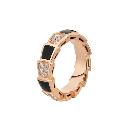 [Mystic Crown]SERPENTI RING PINK GOLD BLACK MOP DIAMOND PAVED 4MM