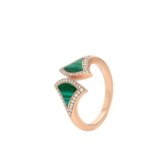 [Mystic Crown]DREAM MALACHITE DIAMOND OPEN RING