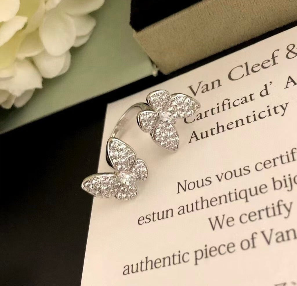 [Mystic Crown]TWIN SILVER BUTTERFLY DIAMOND RING