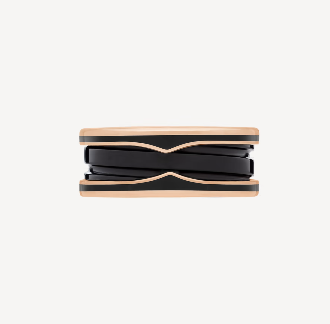 [Mystic Crown]ZERO 1 TWO-BAND WITH MATTE BLACK CERAMIC PINK GOLD RING