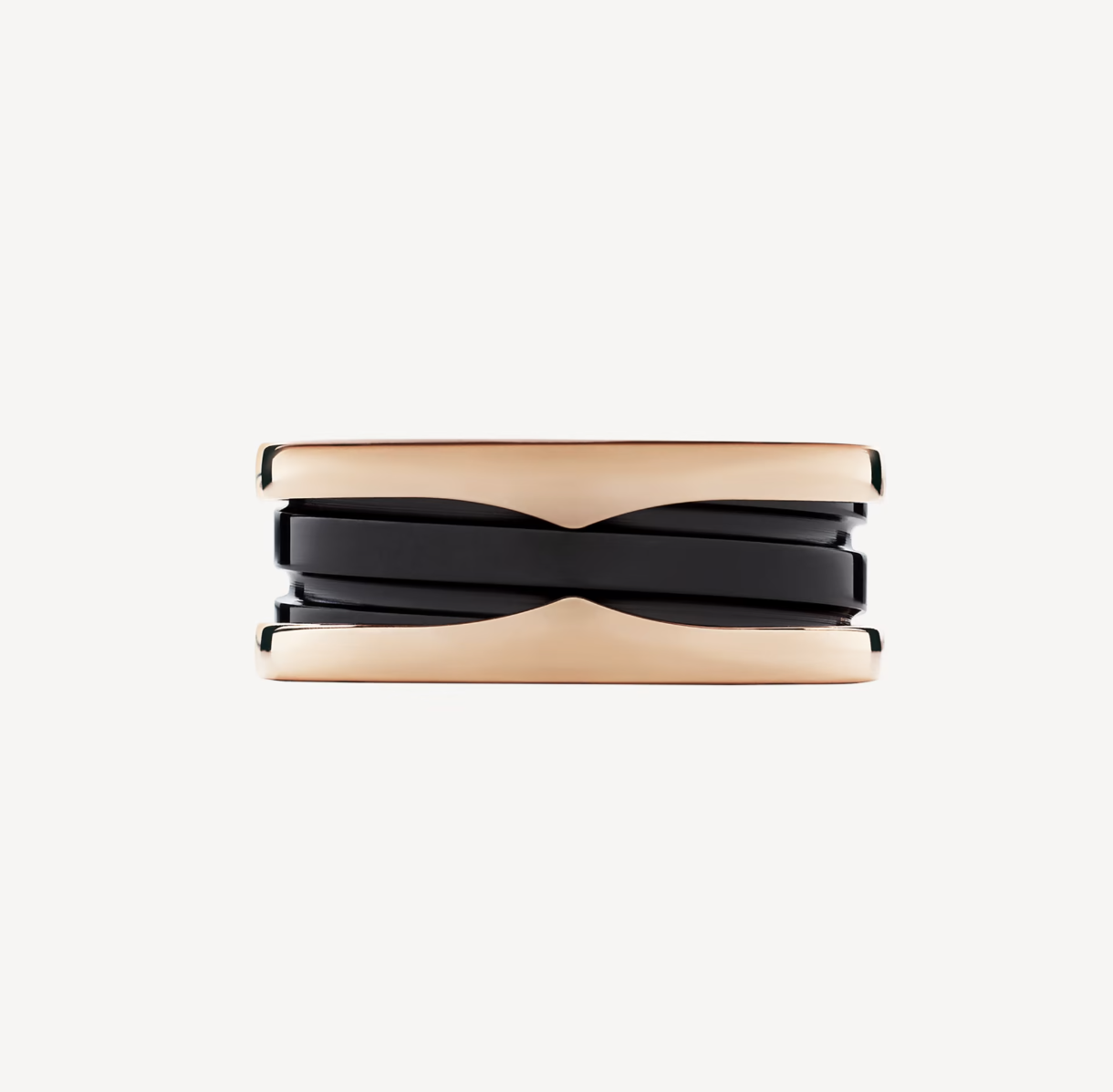 [Mystic Crown]ZERO 1 TWO-BAND LOOPS AND BLACK CERAMIC PINK GOLD RING