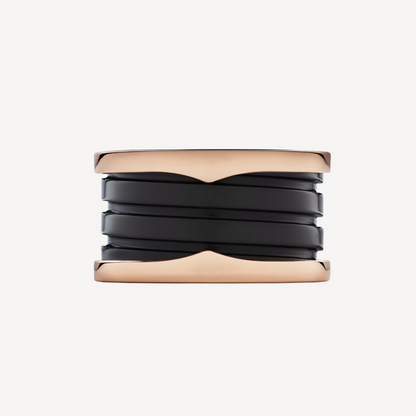 [Mystic Crown]ZERO 1 FOUR-BAND LOOPS AND BLACK CERAMIC SPIRAL PINK GOLD RING