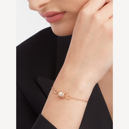 [Mystic Crown]ZERO 1 SOFT PINK GOLD WITH PAVED DIAMONDS ON THE SPIRAL BRACELET