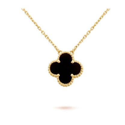 [Mystic Crown]CLOVER 15MM BLACK ONYX SINGLE FLOWER NECKLACE