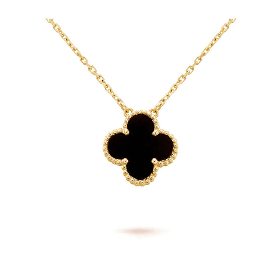 [Mystic Crown]CLOVER 15MM BLACK ONYX SINGLE FLOWER NECKLACE