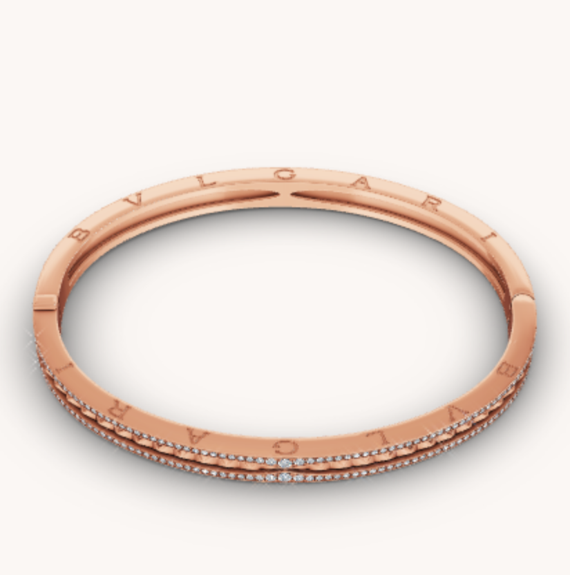 [Mystic Crown]ZERO 1 SPIRAL AND PAVED DIAMOND PINK GOLD BRACELET