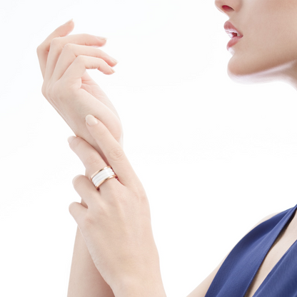 [Mystic Crown]ZERO 1 FOUR-BAND LOOPS AND WHITE CERAMIC SPIRAL PINK GOLD RING