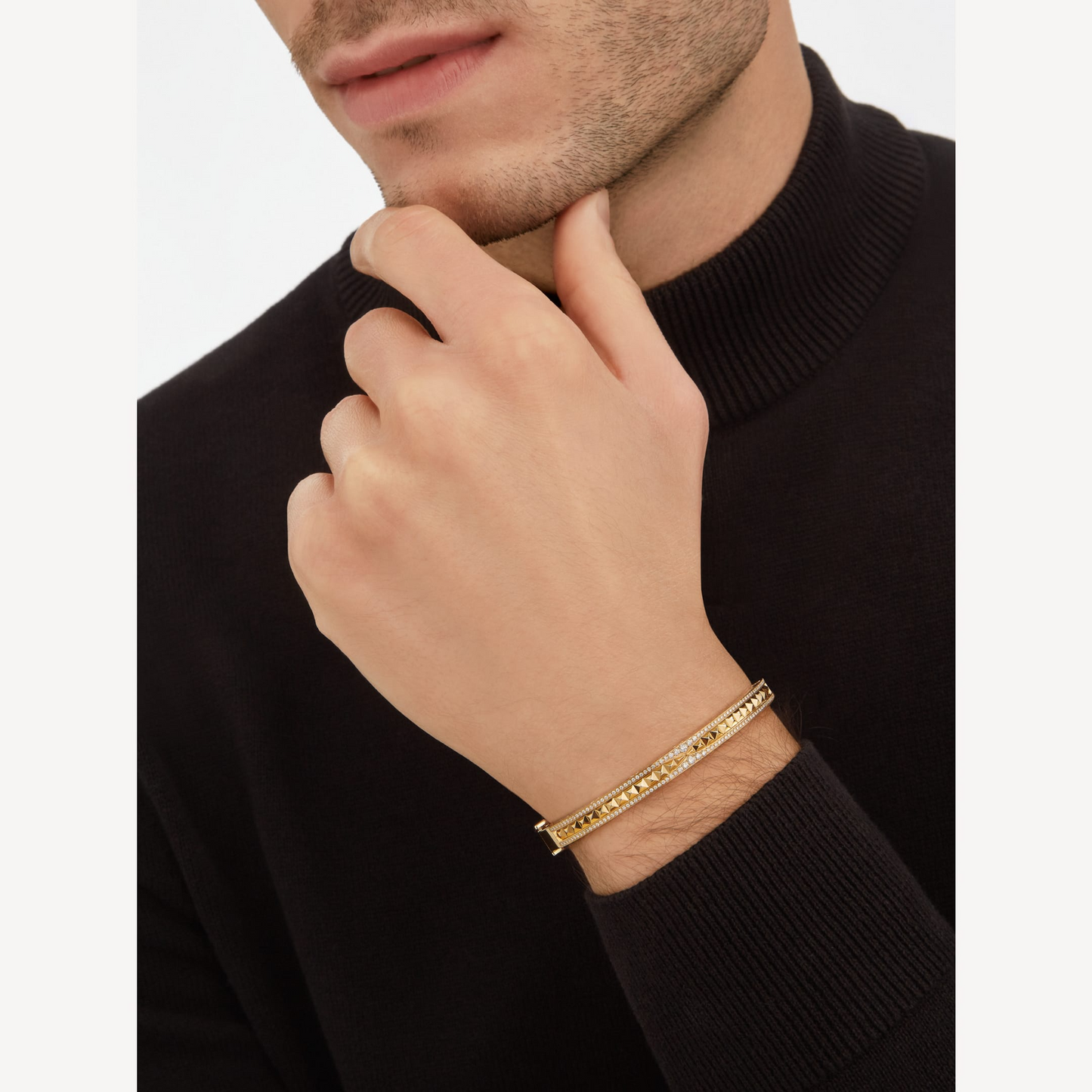 [Mystic Crown]ZERO 1 SPIRAL AND PAVED DIAMOND GOLD BRACELET