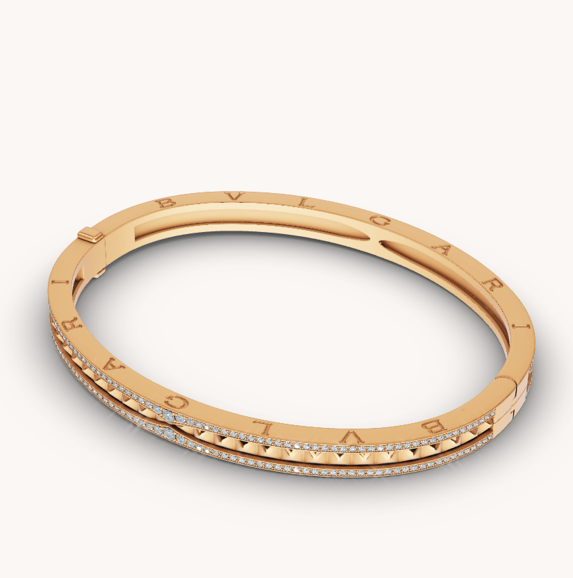 [Mystic Crown]ZERO 1 SPIRAL AND PAVED DIAMOND GOLD BRACELET