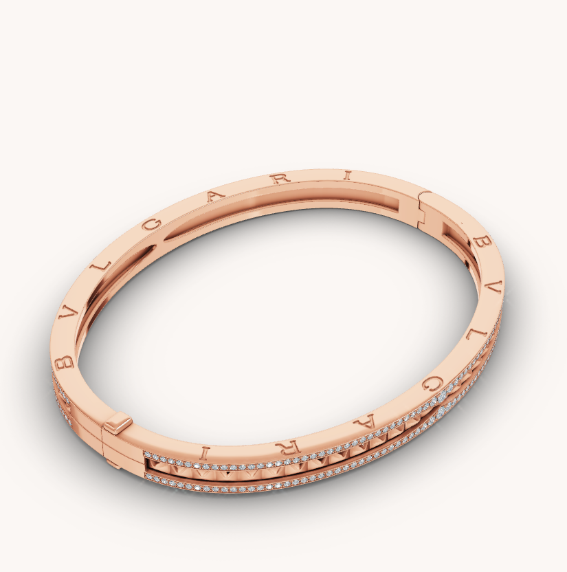 [Mystic Crown]ZERO 1 SPIRAL AND PAVED DIAMOND PINK GOLD BRACELET