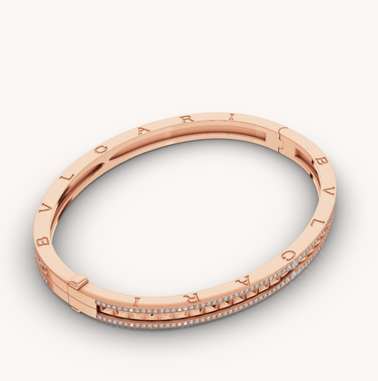 [Mystic Crown]ZERO 1 SPIRAL AND PAVED DIAMOND PINK GOLD BRACELET