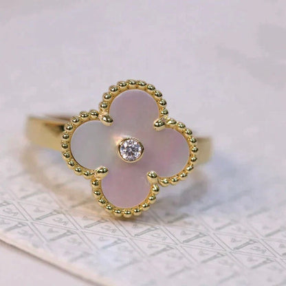 [Mystic Crown]CLOVER PINK MOP RING GOLD DIAMOND