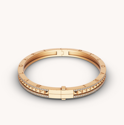 [Mystic Crown]ZERO 1 SPIRAL AND PAVED DIAMOND GOLD BRACELET