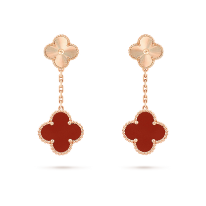 [Mystic Crown]CLOVER 2 MOTIF  LASER CARNELIAN EARRINGS