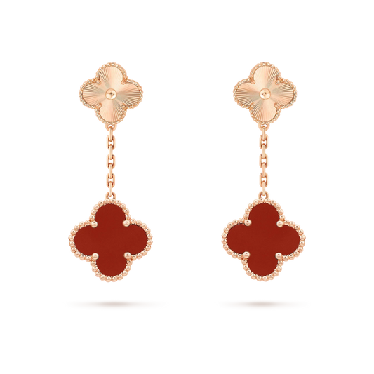 [Mystic Crown]CLOVER 2 MOTIF  LASER CARNELIAN EARRINGS