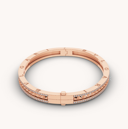 [Mystic Crown]ZERO 1 SPIRAL AND PAVED DIAMOND PINK GOLD BRACELET