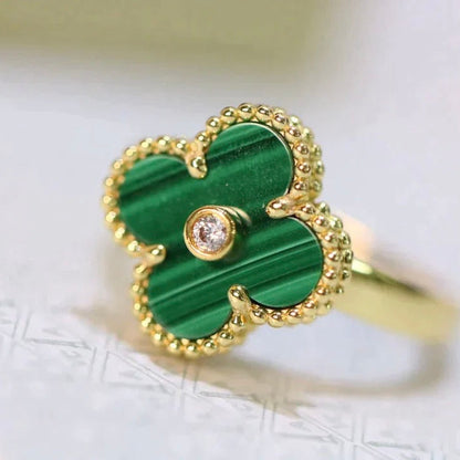 [Mystic Crown]CLOVER MALACHITE RING GOLD DIAMOND