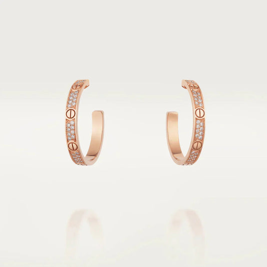 [Mystic Crown]LOVE DIAMOND PINK GOLD HOOP EARRINGS