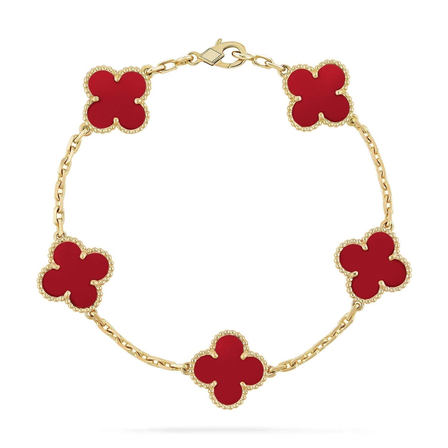 [Mystic Crown]CLOVER 5 MOTIFS RED AGATE  BRACELET