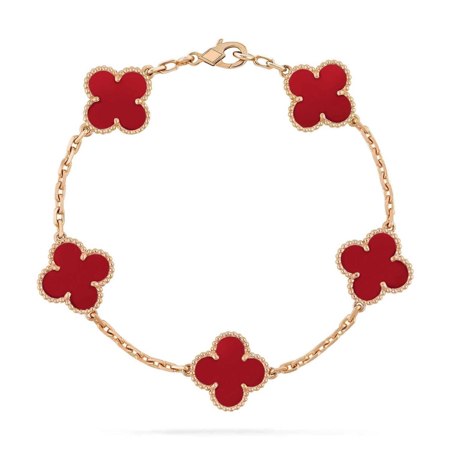 [Mystic Crown]CLOVER 5 MOTIFS RED AGATE  BRACELET