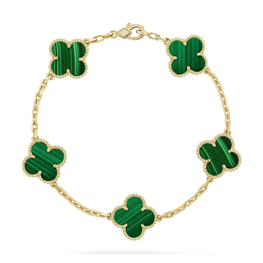 [Mystic Crown]CLOVER 5 MOTIFS MALACHITE BRACELET