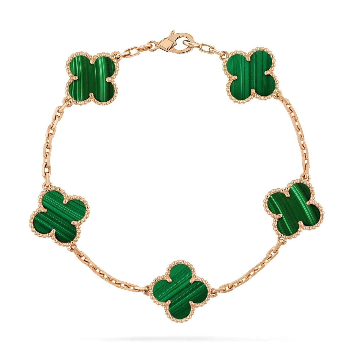 [Mystic Crown]CLOVER 5 MOTIFS MALACHITE BRACELET