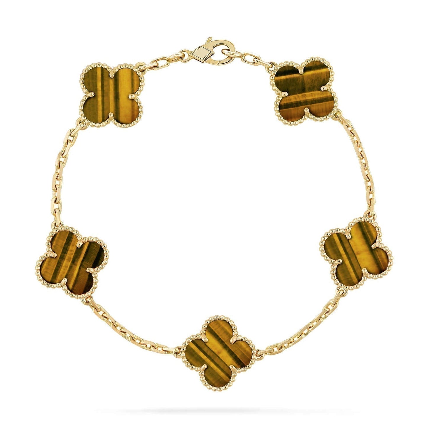 [Mystic Crown]CLOVER  5 MOTIFS TIGER EYE BRACELET